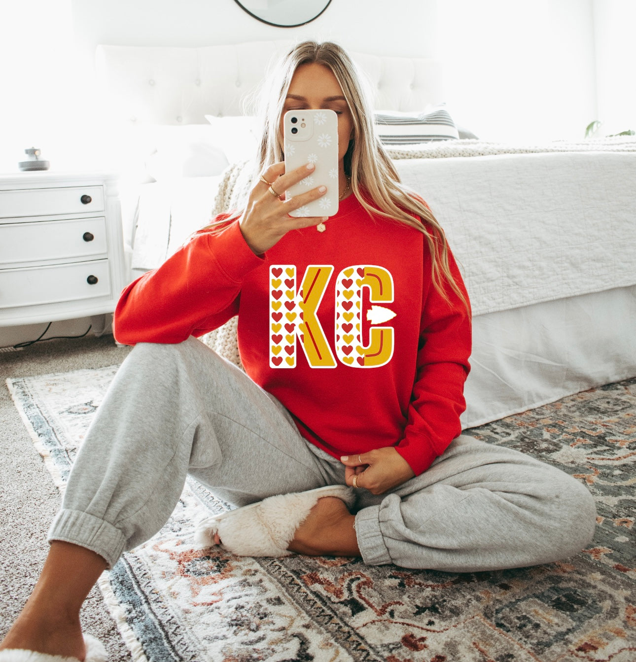 Gold & White KC Hearts Red Sweatshirt