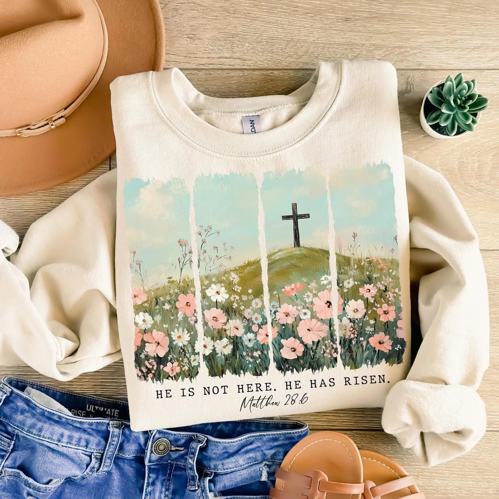 **DEAL OF THE DAY** He Is Not Here, He Has Risen Sand Sweatshirt