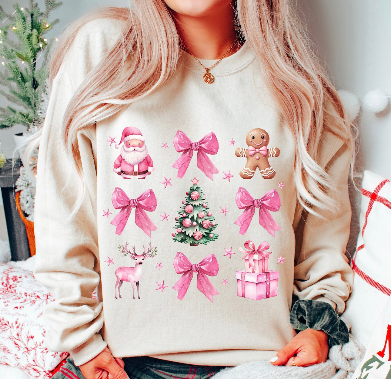 Christmas Bows Collage Sand Sweatshirt