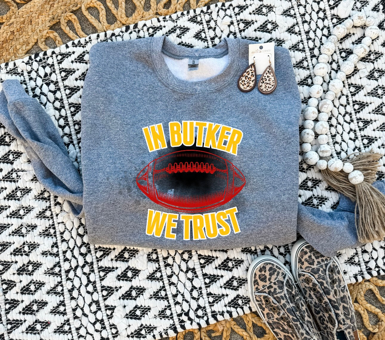 In Butker We Trust Heather Graphite Sweatshirt