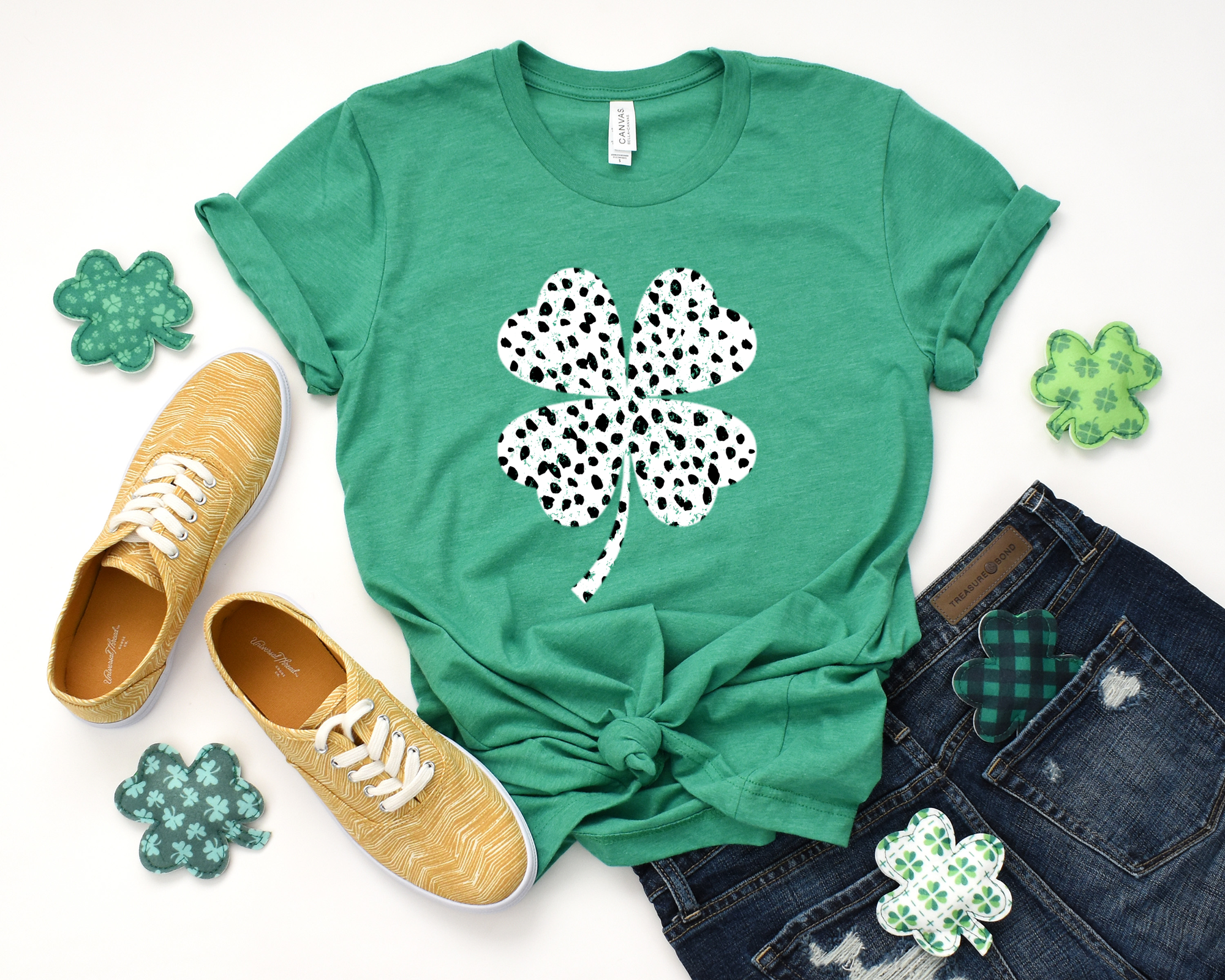 4 Leaf Spotted Clover Green Tee