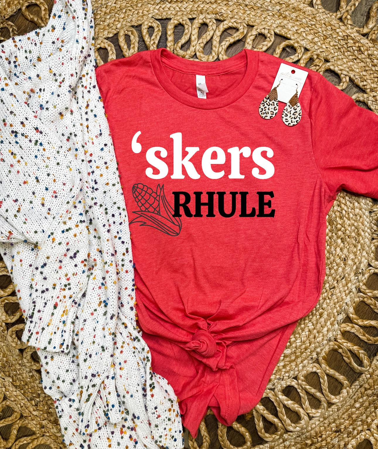 White & Black 'Skers Rhule Heather Red Tee