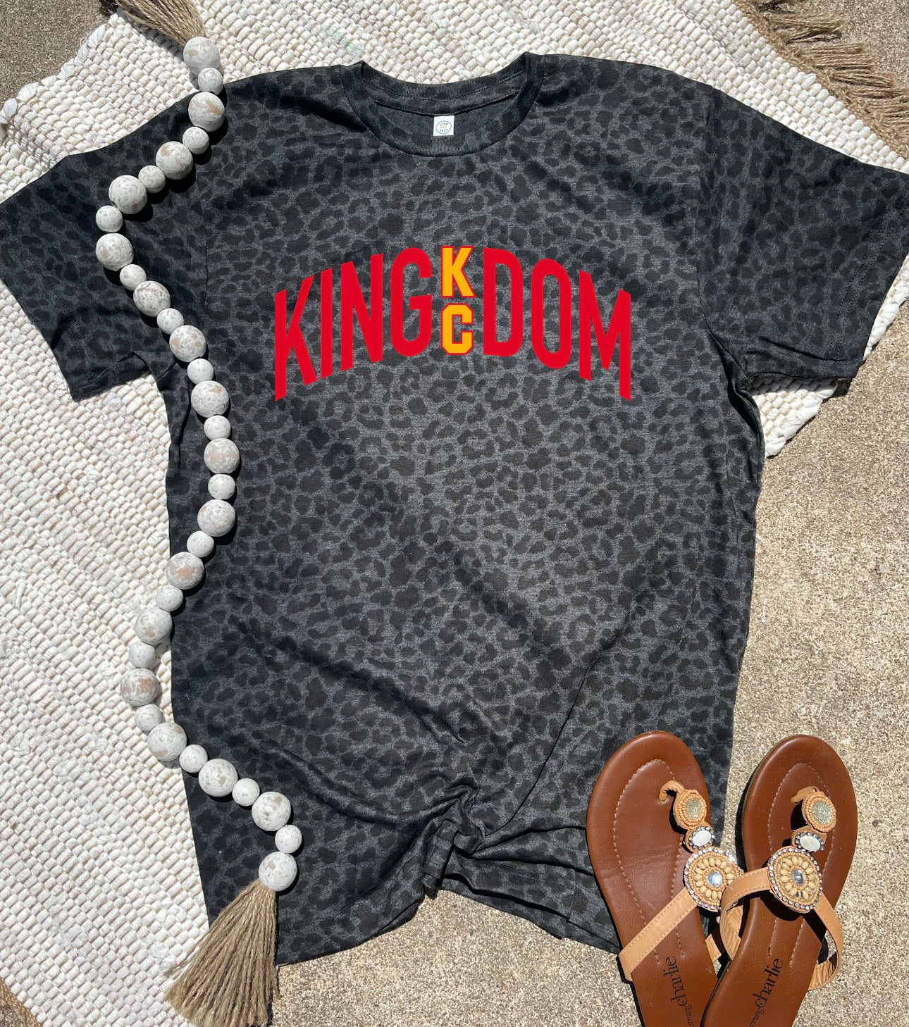 Red & Gold Kingdom Kansas City Black Leopard Tee