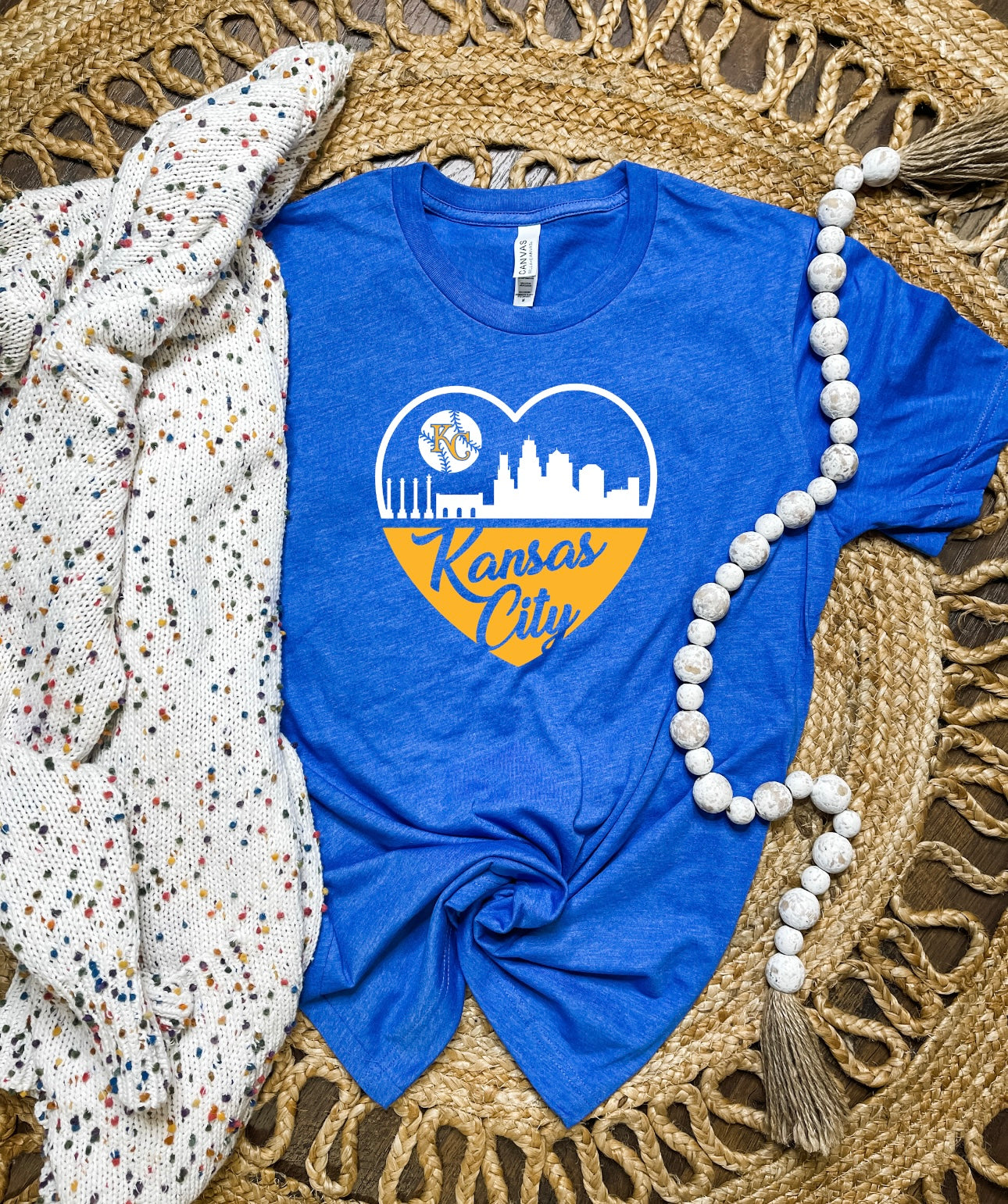 KC Heart Skyline Heather Royal Tee