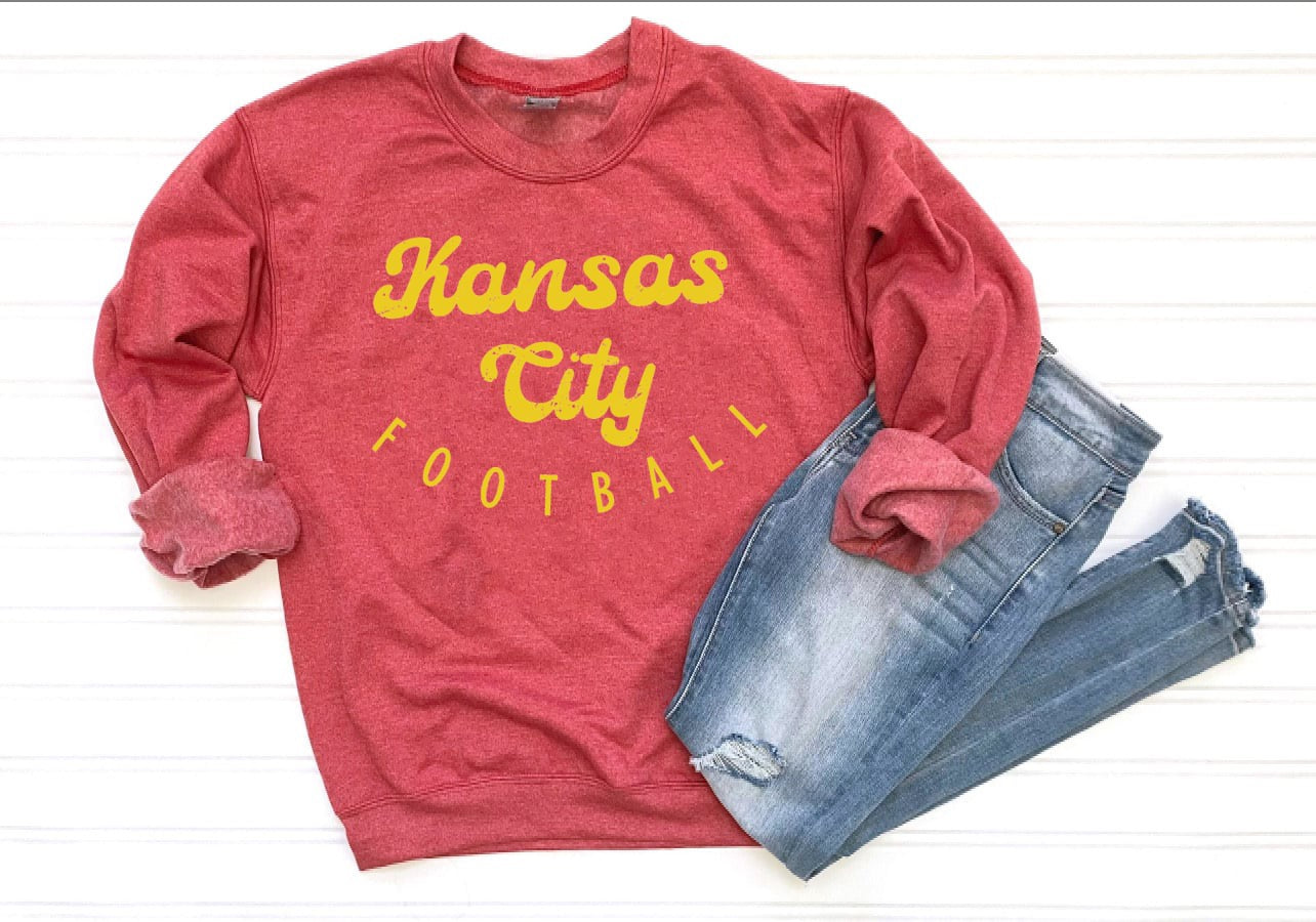 Gold Kansas City Football Circle Heather Red Sweatshirt