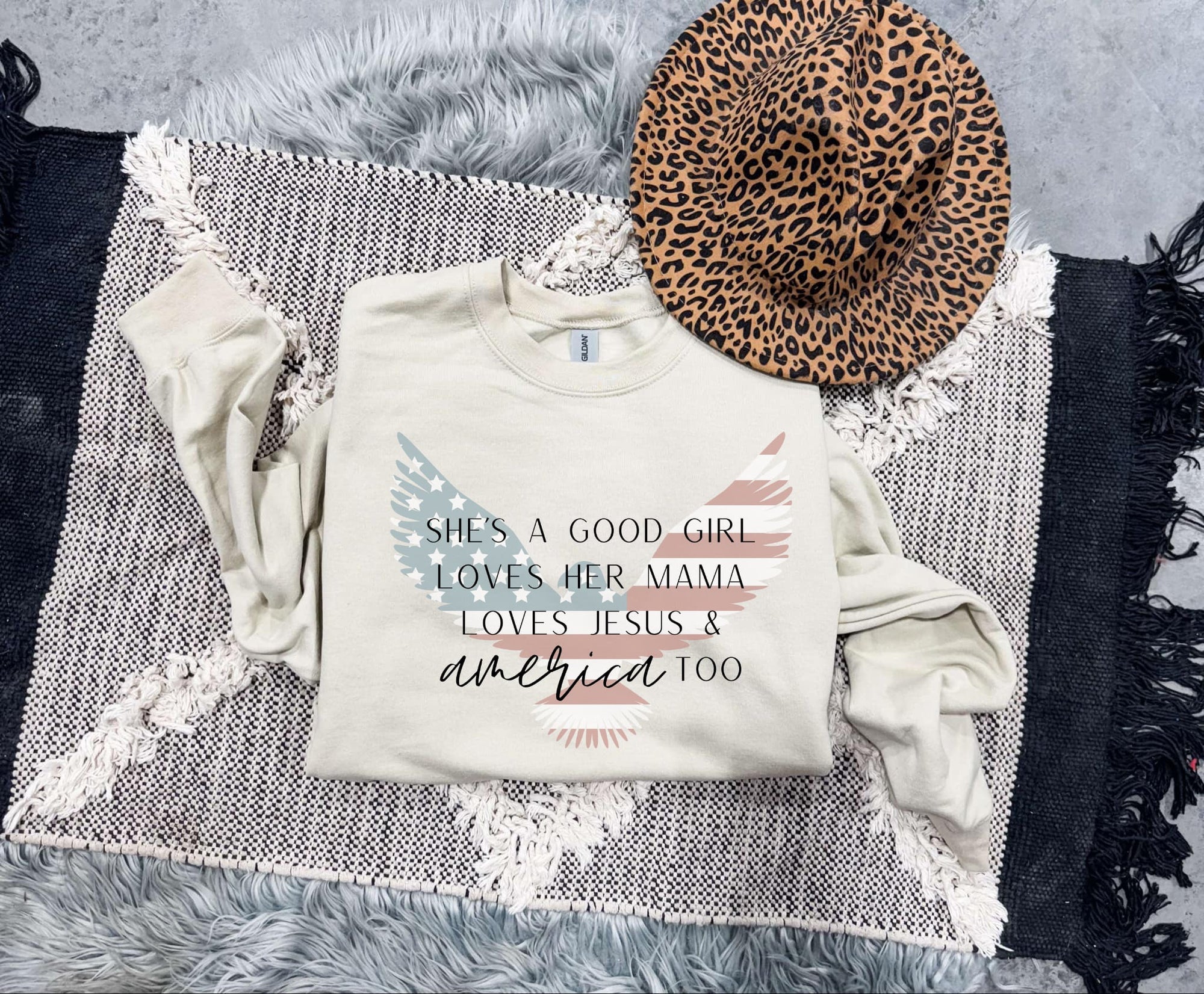 Loves Jesus & America Sand Sweatshirt