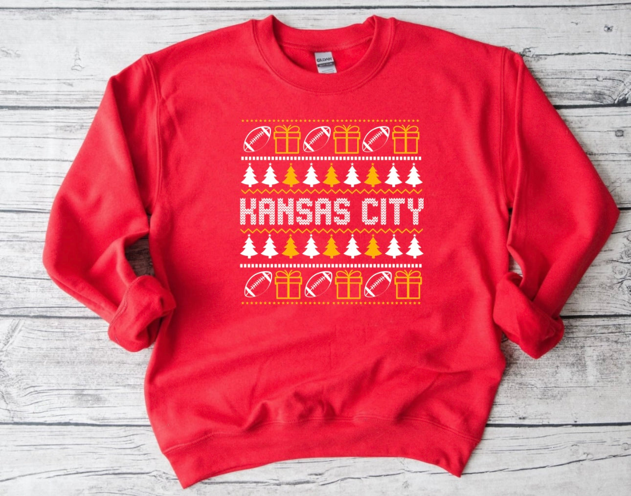 Gold & White Ugly Christmas Sweatshirt Red Sweatshirt