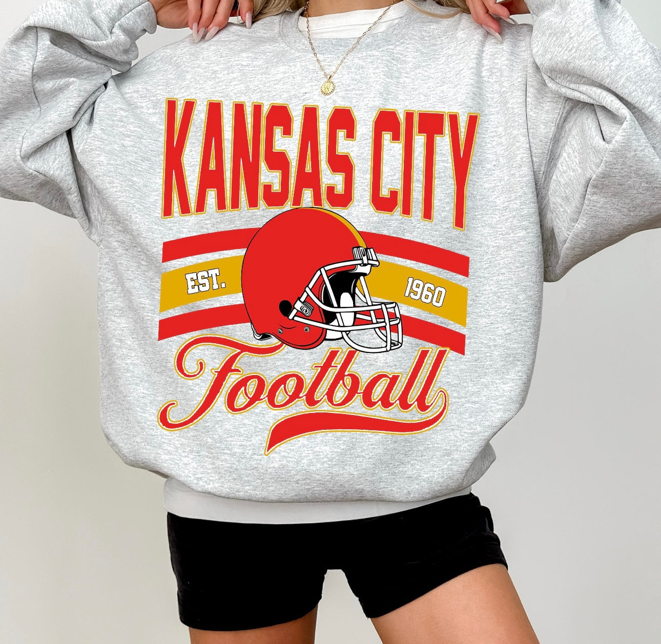 **HALFTIME DEAL** Helmet KC Football EST 1960 Ash Sweatshirt