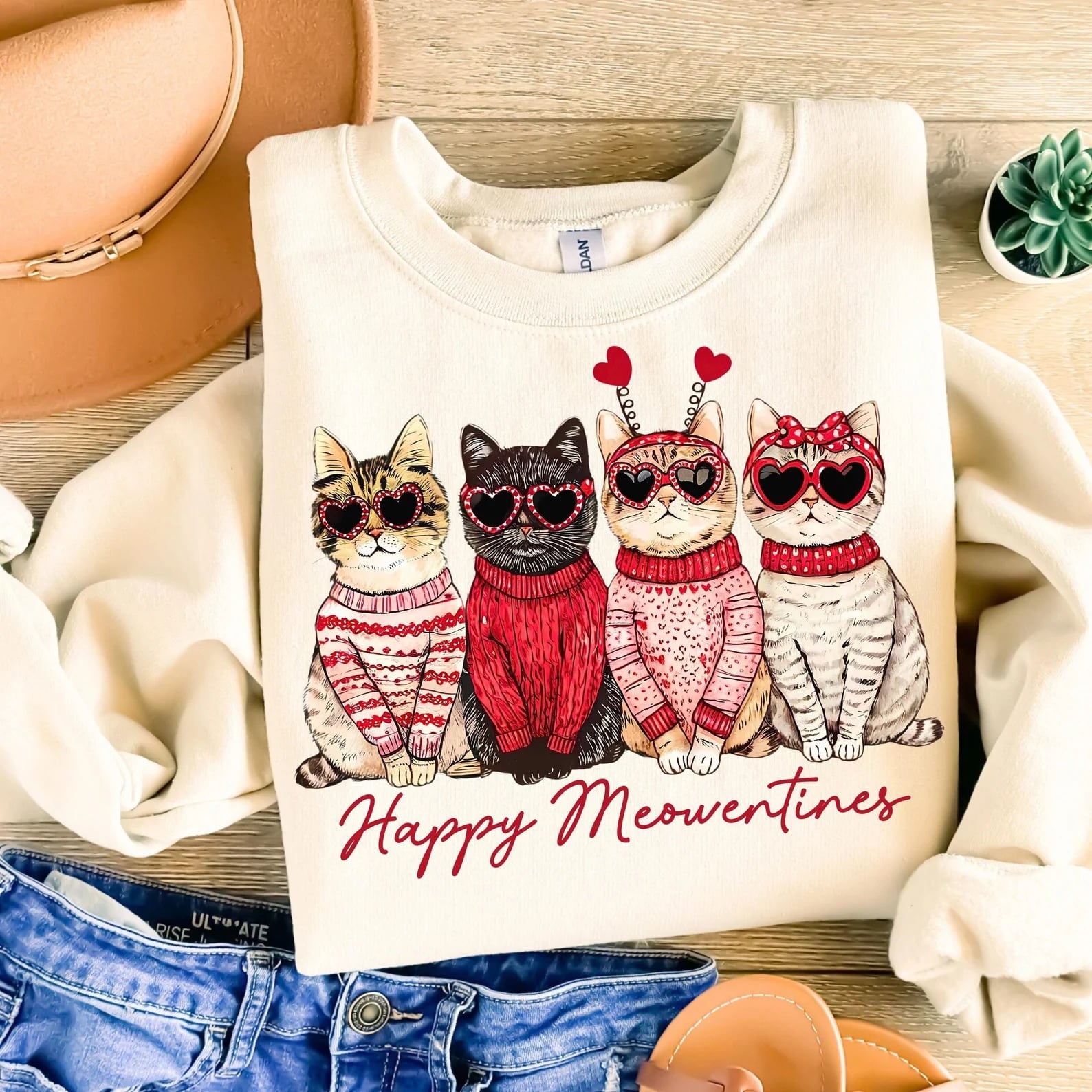 Happy Meowentines Sand Sweatshirt