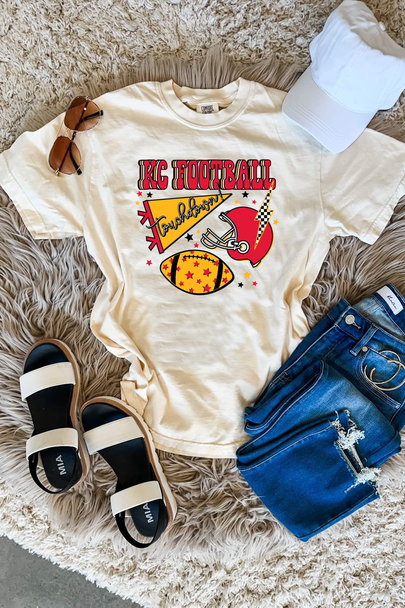 Retro KC Football Touchdown Ivory Tee