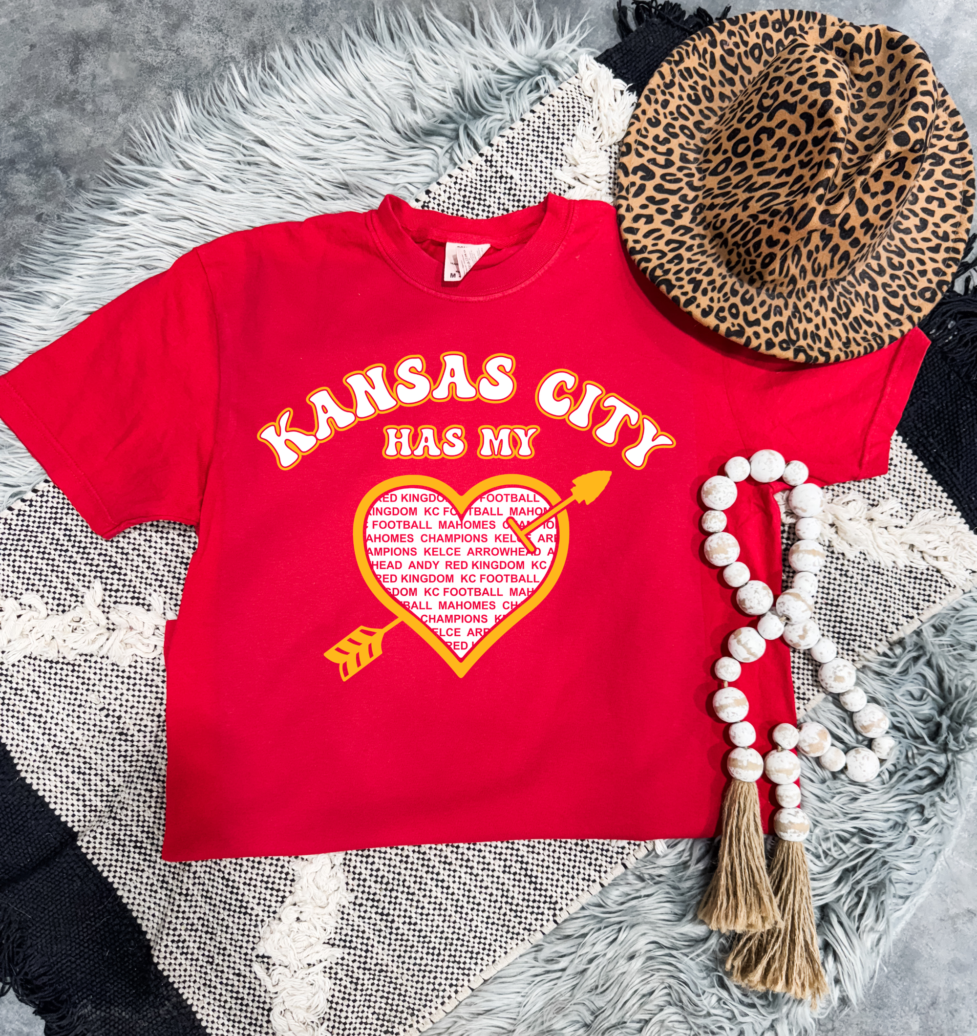 Gold & White Kansas City Has My Heart Red Tee