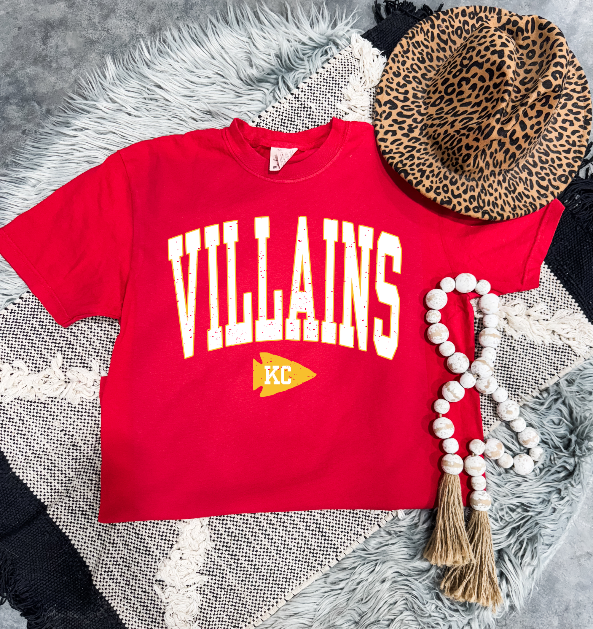 Gold & White Villains Red Tee