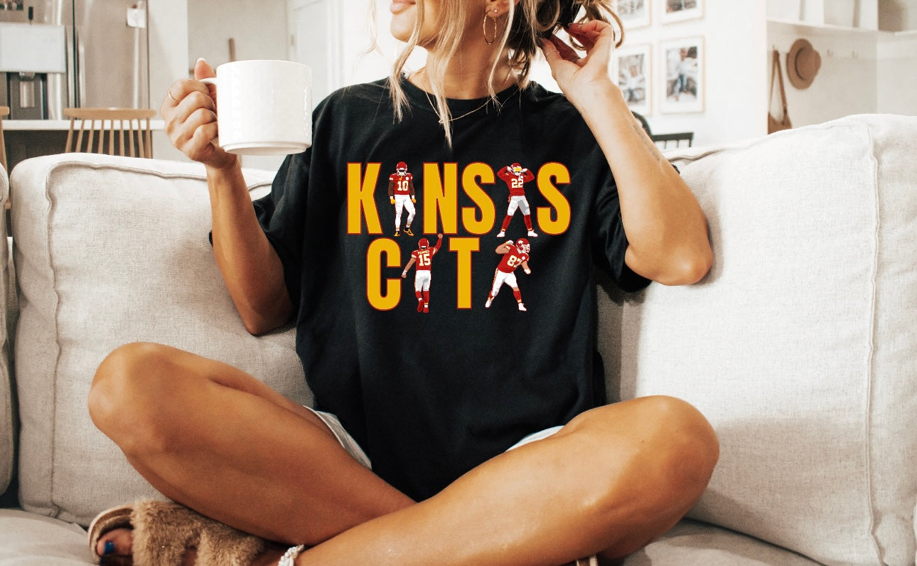 **HALFTIME DEAL** Red & Gold Kansas City Players Black Tee