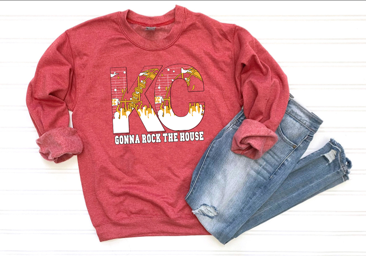 **HALFTIME DEAL** KC Gonna Rock The House Heather Red Sweatshirt