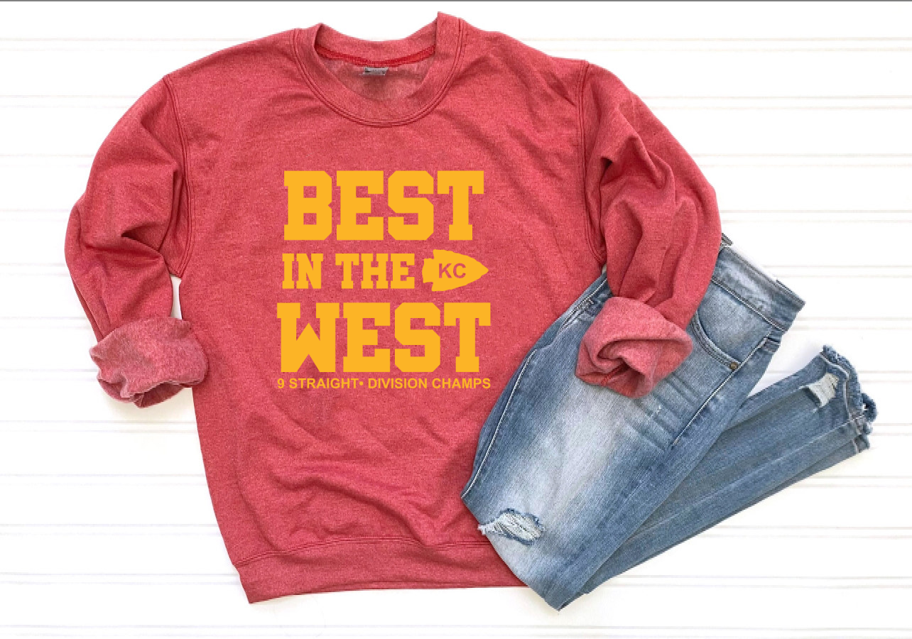 Gold Best In The West 9 Straight Heather Red Sweatshirt