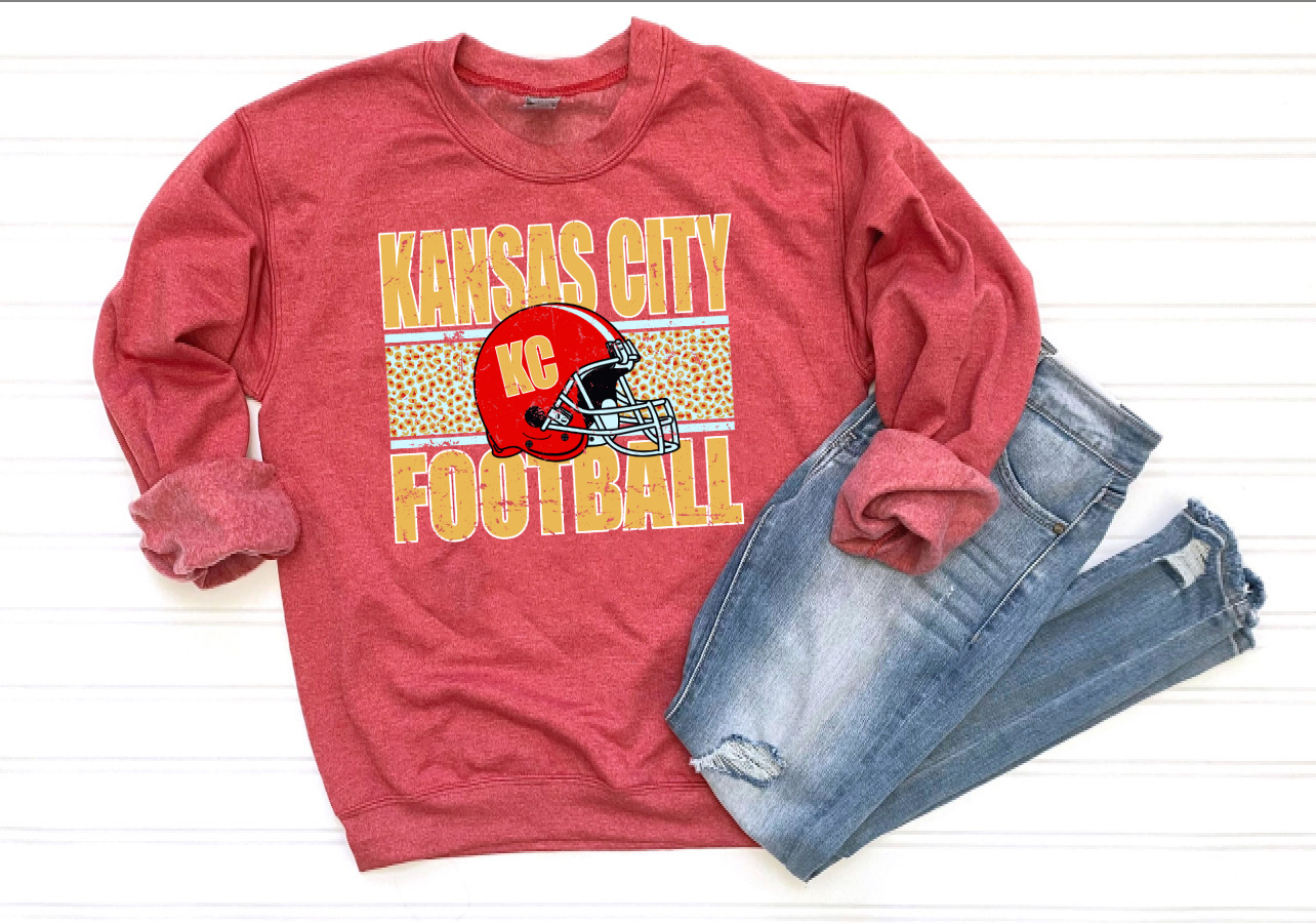 Gold Kansas City Football Red Cheetah Heather Red Sweatshirt