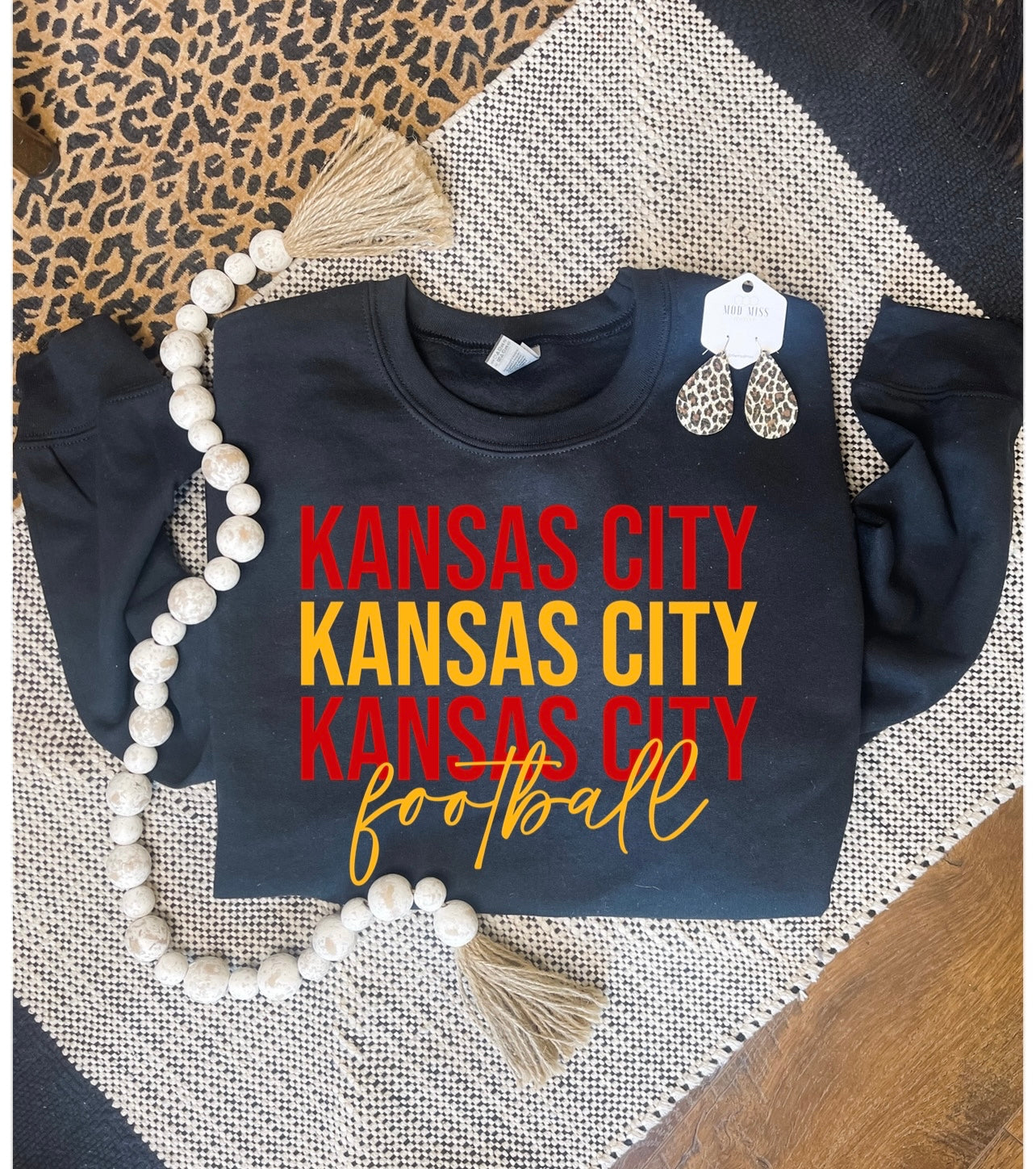 Red & Gold Kansas City Football Repeat Black Sweatshirt