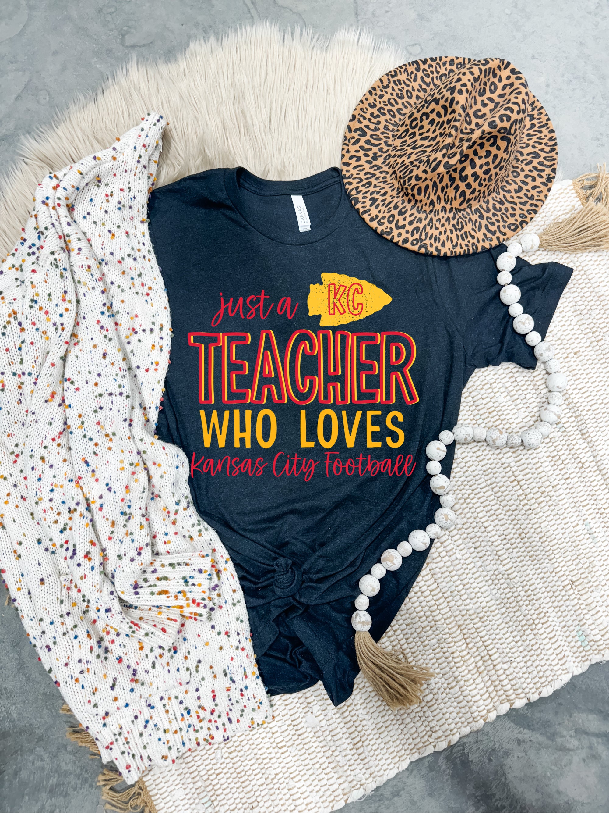 Just A KC Teacher Heather Black Tee