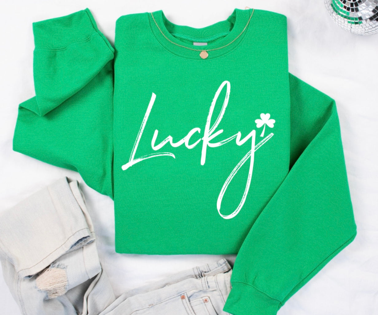 Lucky Script Green Sweatshirt