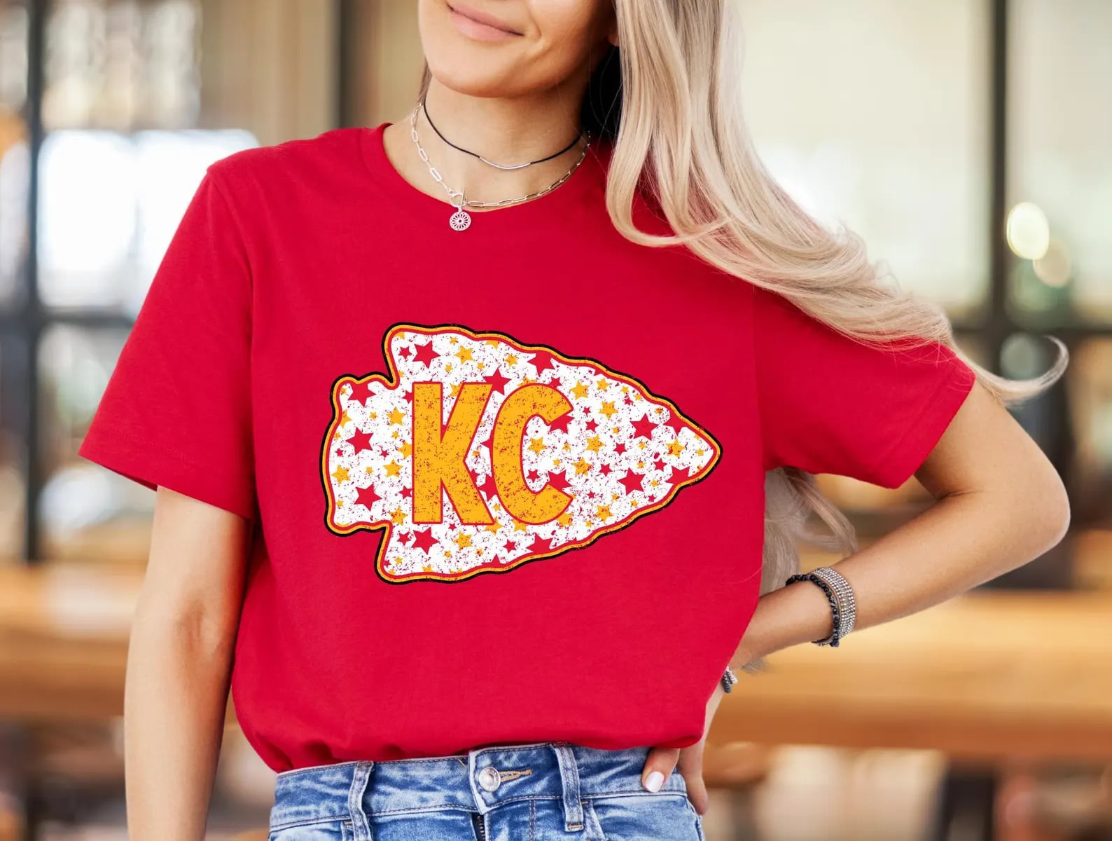 **READY TO SHIP** KC Arrowhead Grunge Stars Red Tee