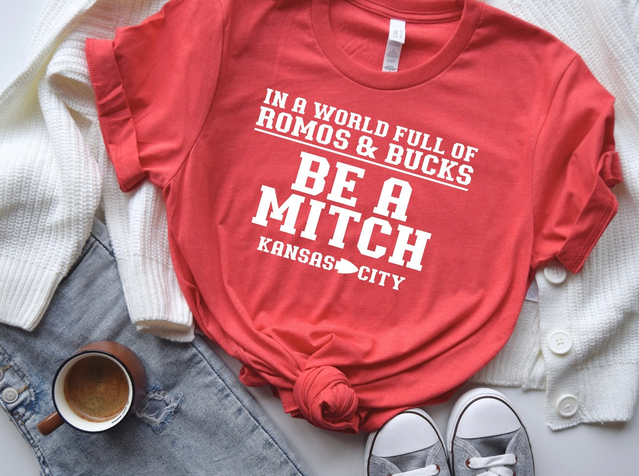 White Ink Be A Mitch Heather Red Tee