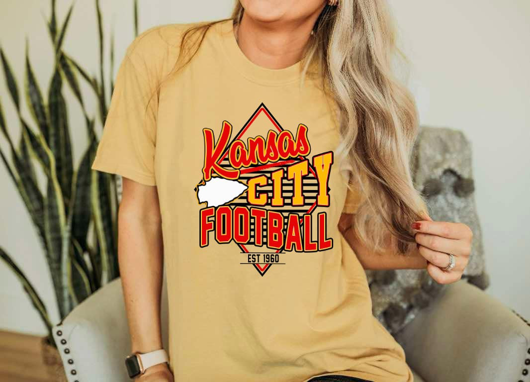 **HALFTIME DEAL** Kansas City Football Triagle Mustard Tee