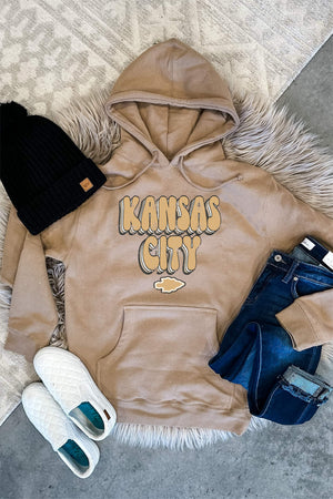 Neutral Retro Kansas City Arrowhead Sandstone Hoodie