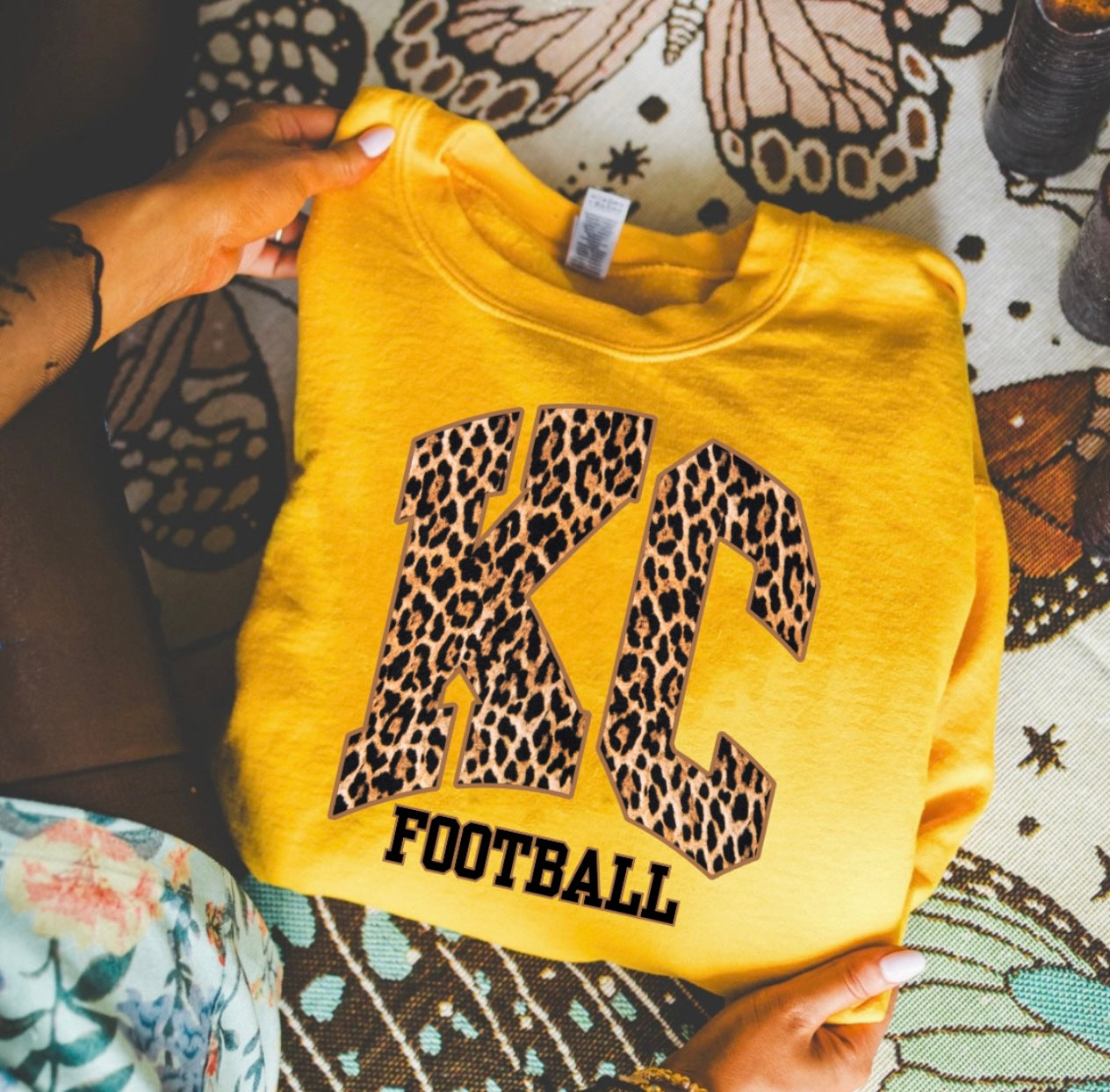 **HALFTIME DEAL** Black Football Leopard KC Gold Sweatshirt