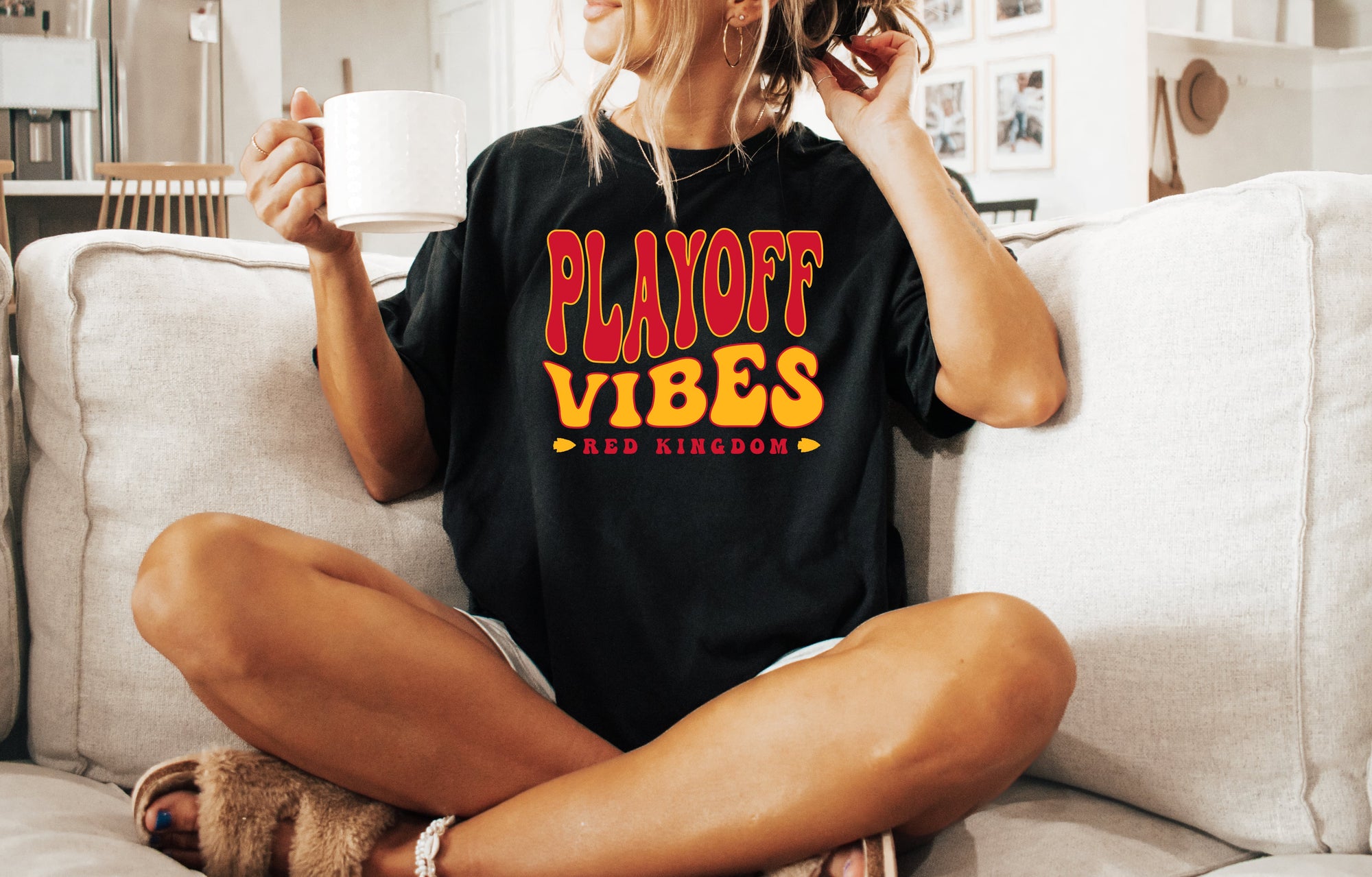 Red & Gold Playoff Vibes Red Kingdom Go Black Tee