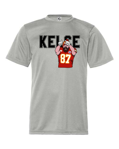 Kelce Gold Arrowhead Silver Dri Fit Performance Tee