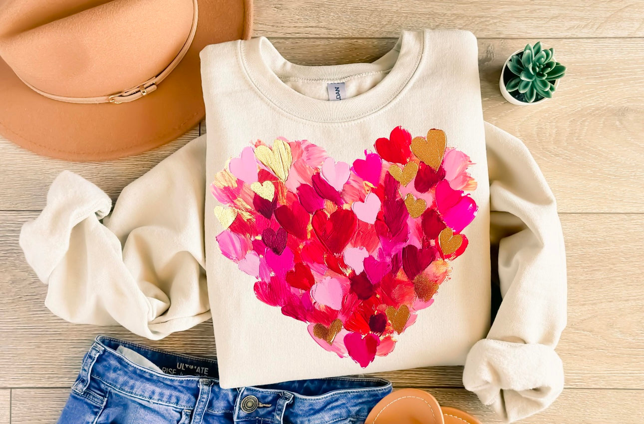 Multi Hearts Sand Sweatshirt