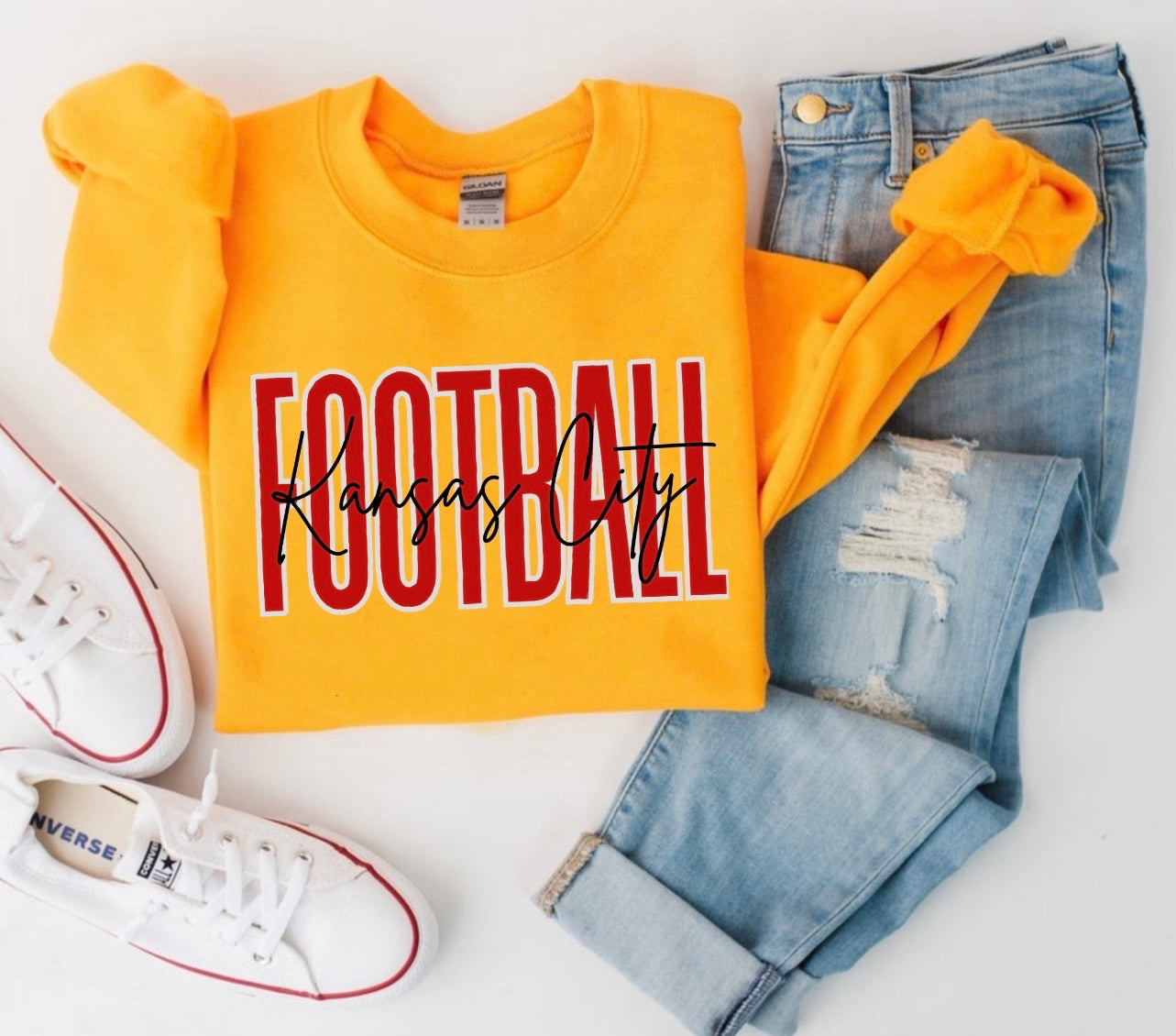 Tall Kansas City Football Gold Sweatshirt