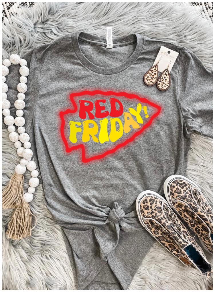 Red Friday (Red Arrowhead) Charcoal Tee