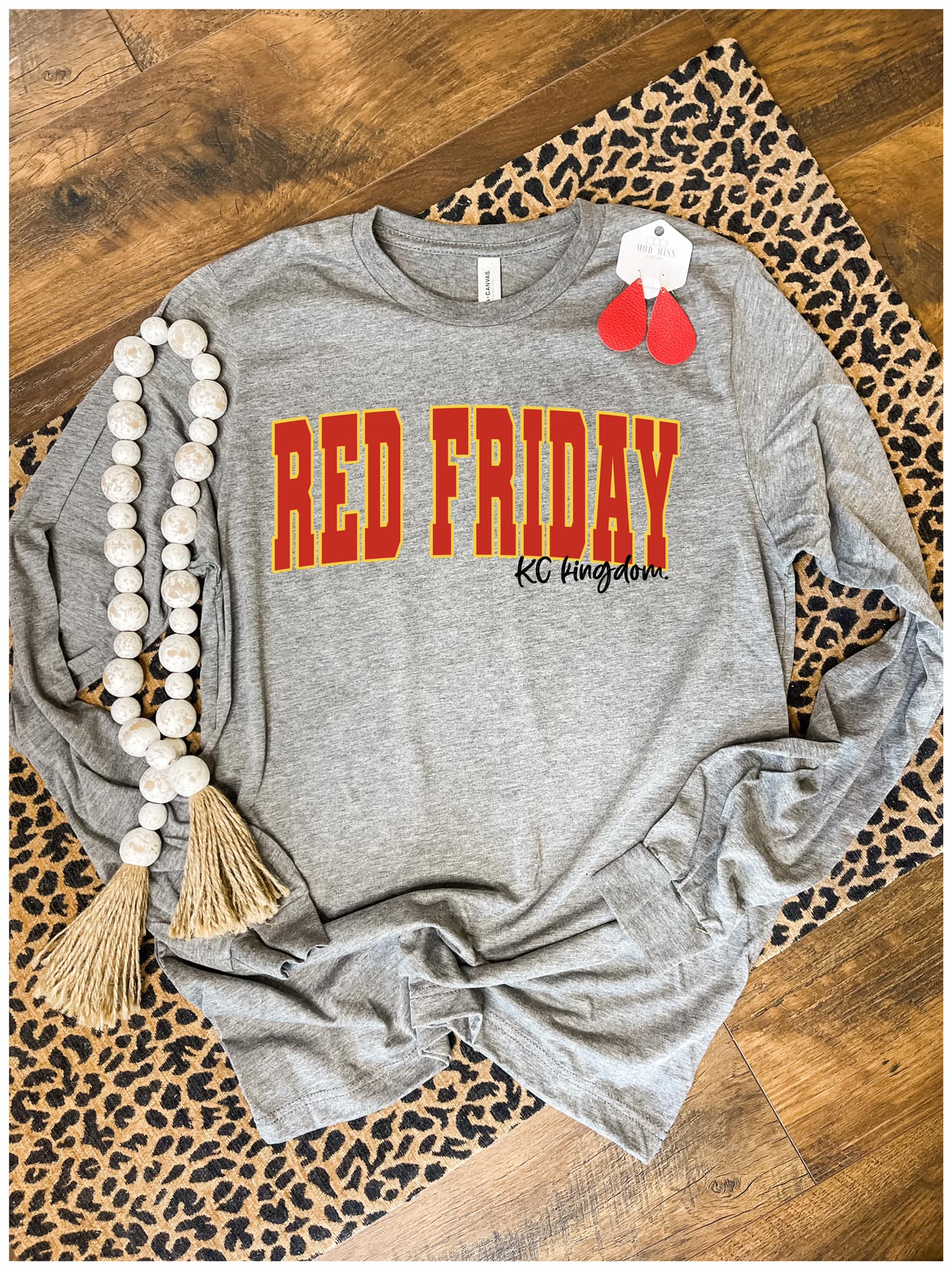 Red Friday KC Kingdom Charcoal Long Sleeve Tee