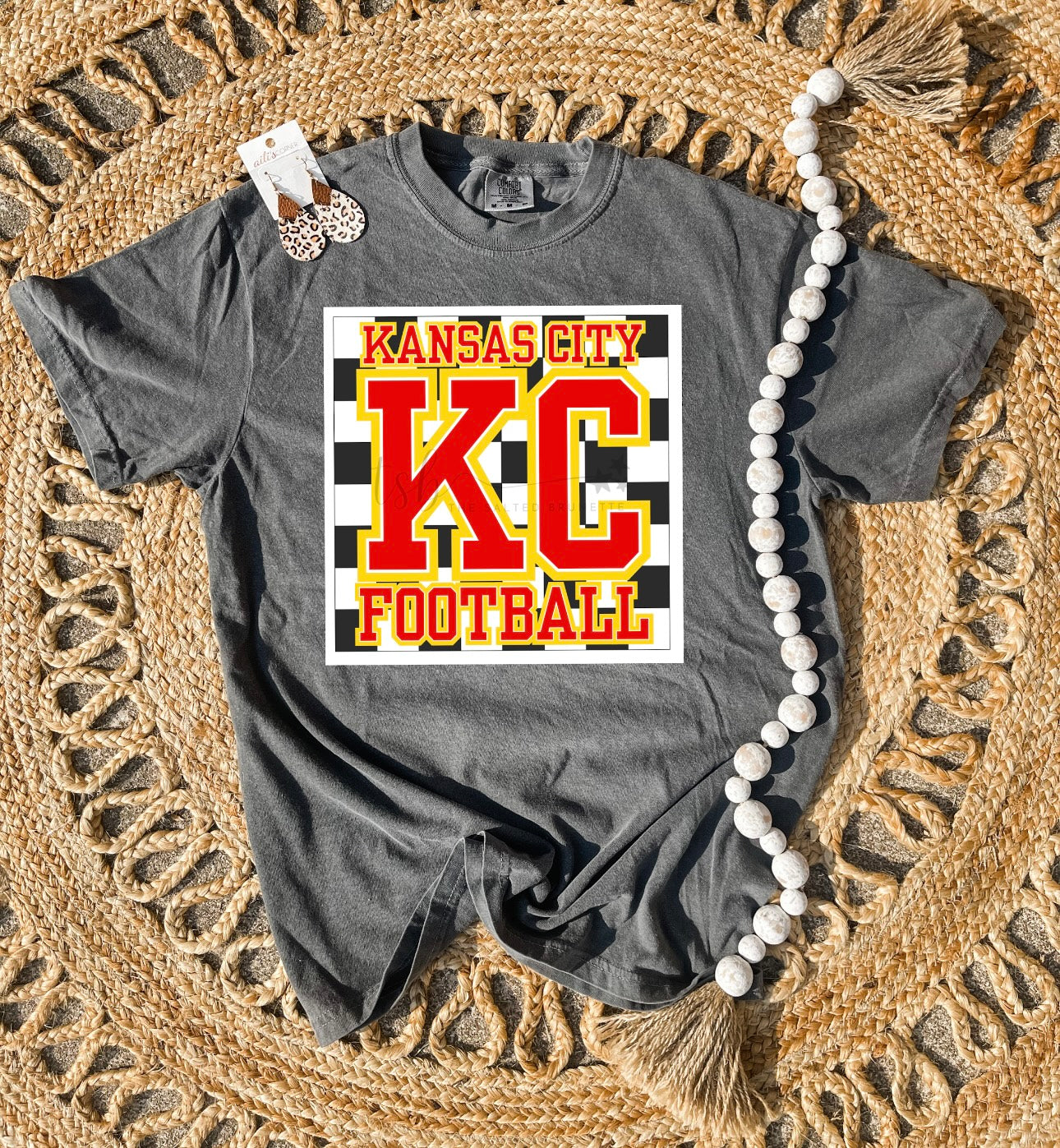 Kansas City Football Checkered Pepper Tee