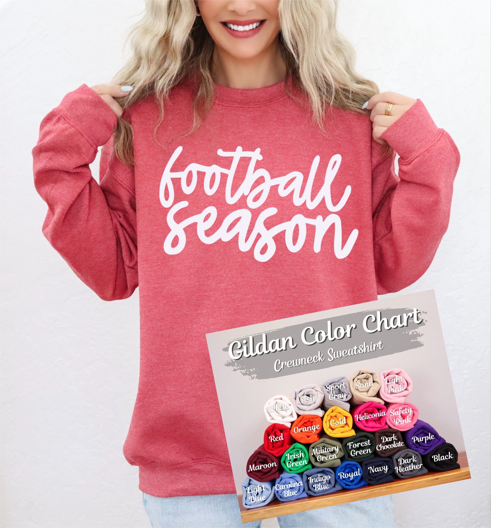 White Football Season Sweatshirt Options