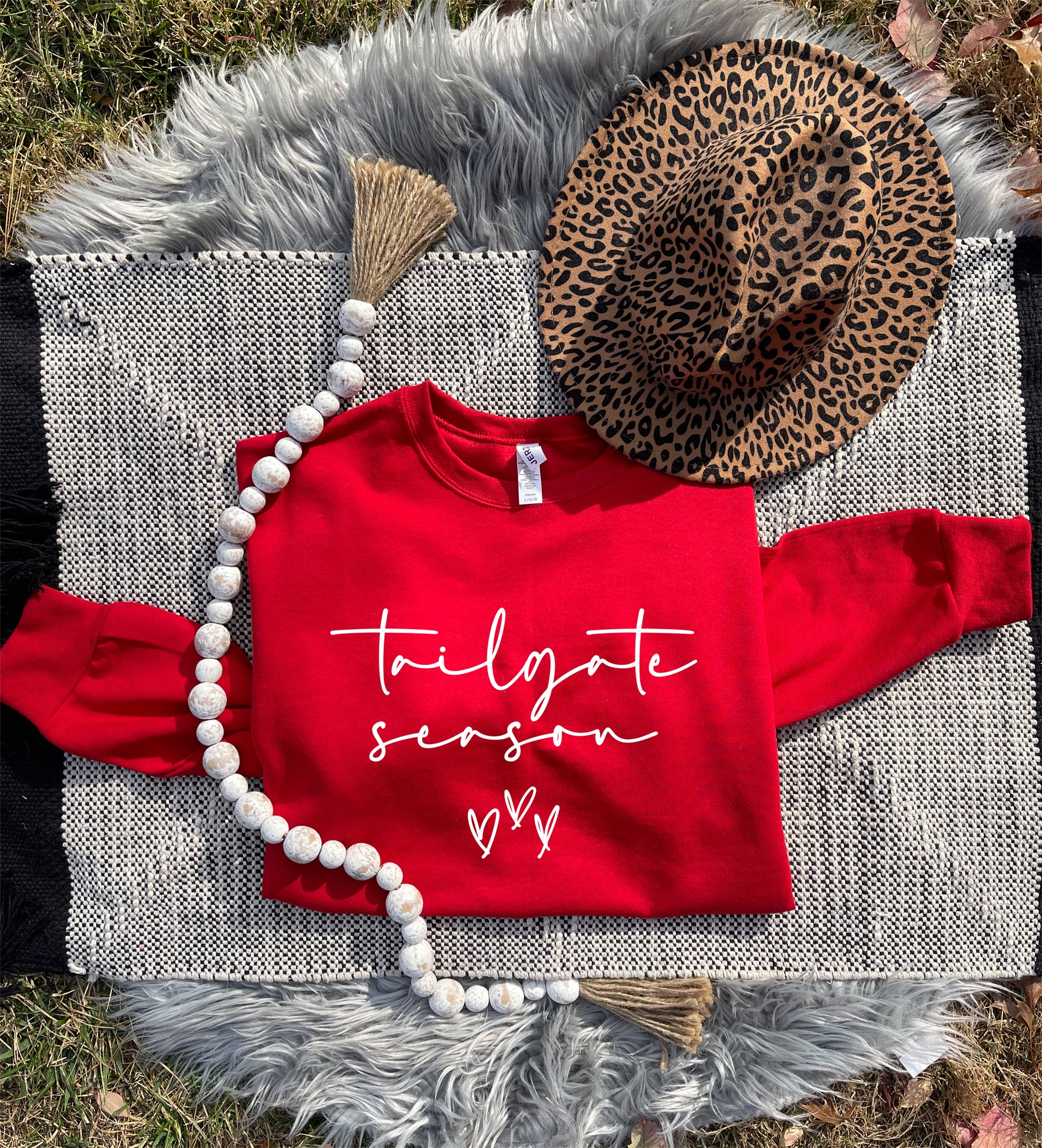 **HALFTIME DEAL** Tailgate Season Script Hearts Red Sweatshirt