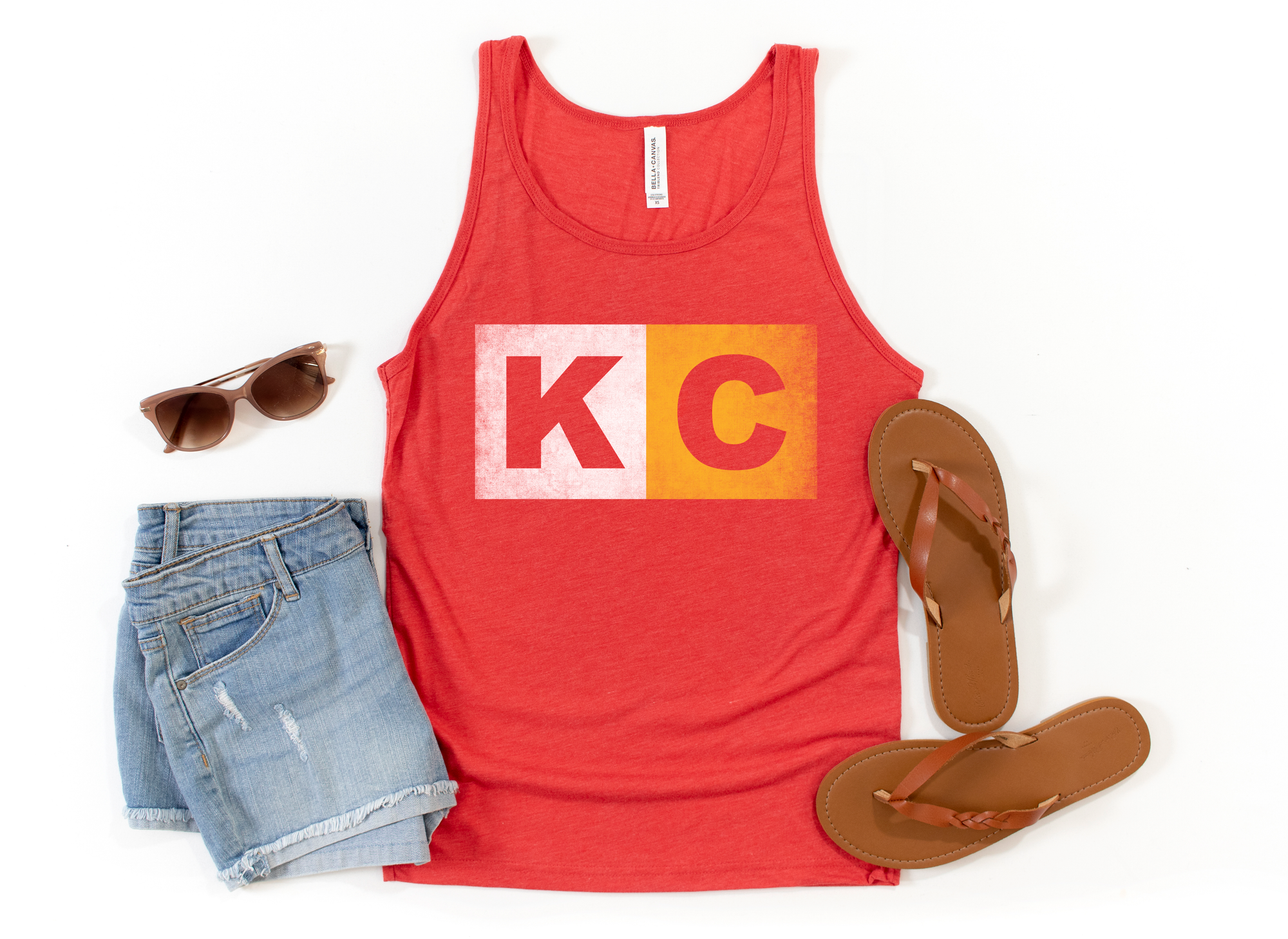 Gold & White KC Block Red Tank Top