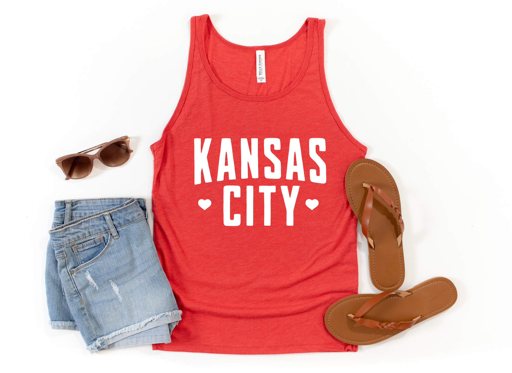 White Kansas City Hearts Red Tank Top