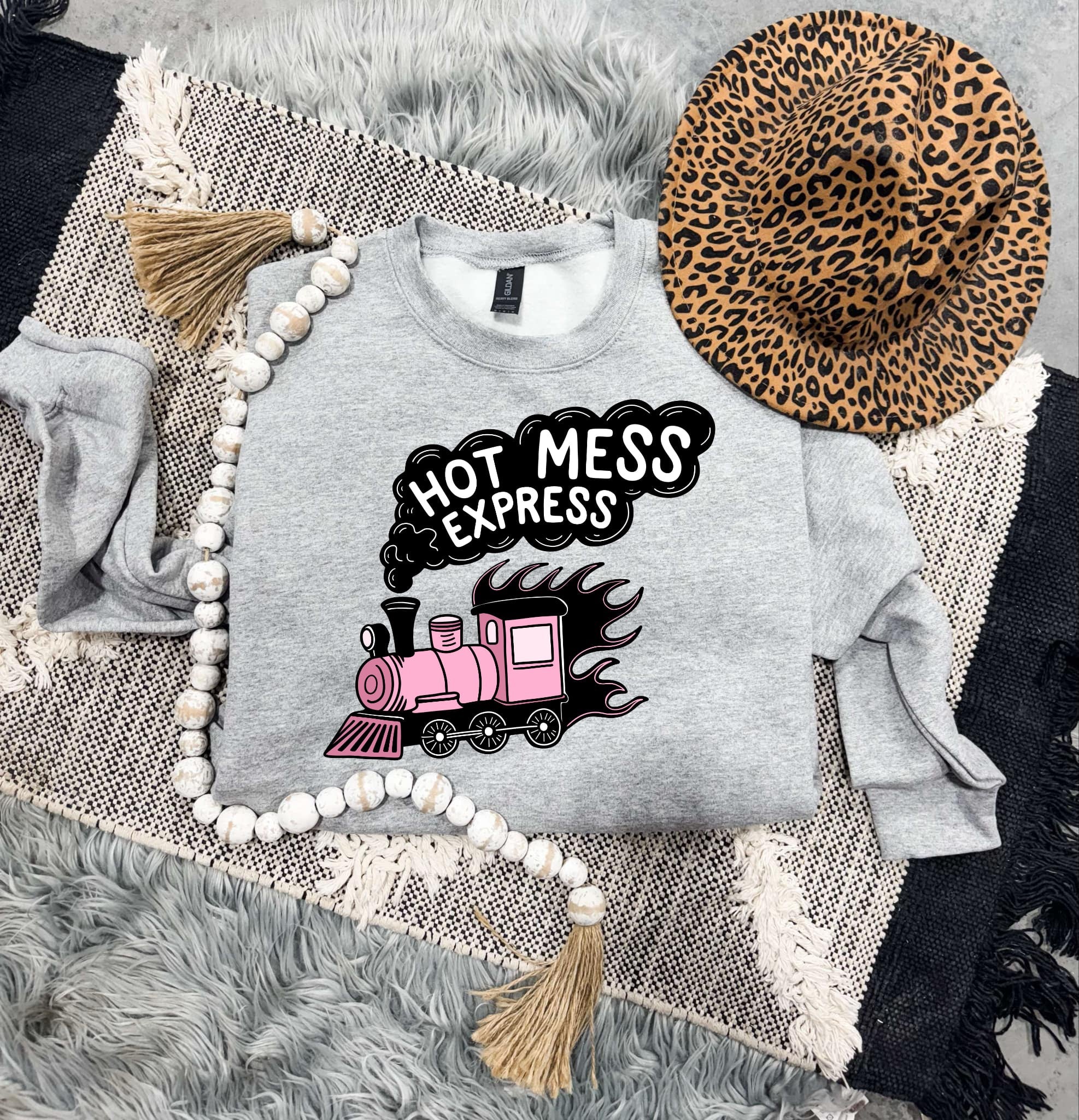 Hot Mess Express Train Sports Grey Sweatshirt