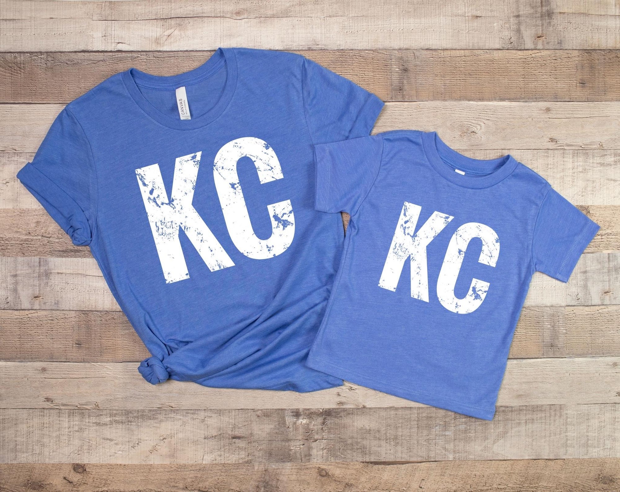 Distressed White KC Heather Blue