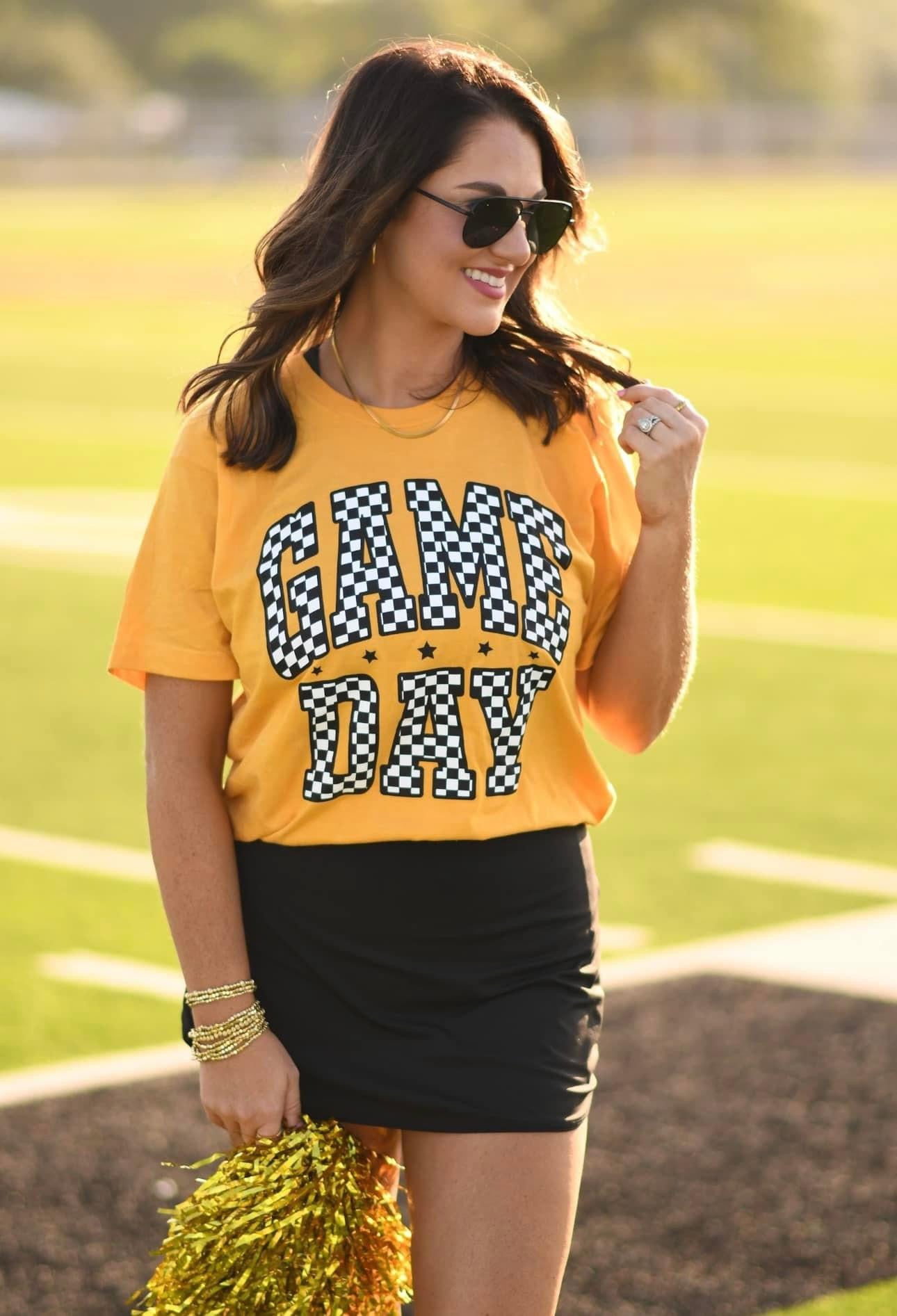 Checkered Game Day Gold Tee