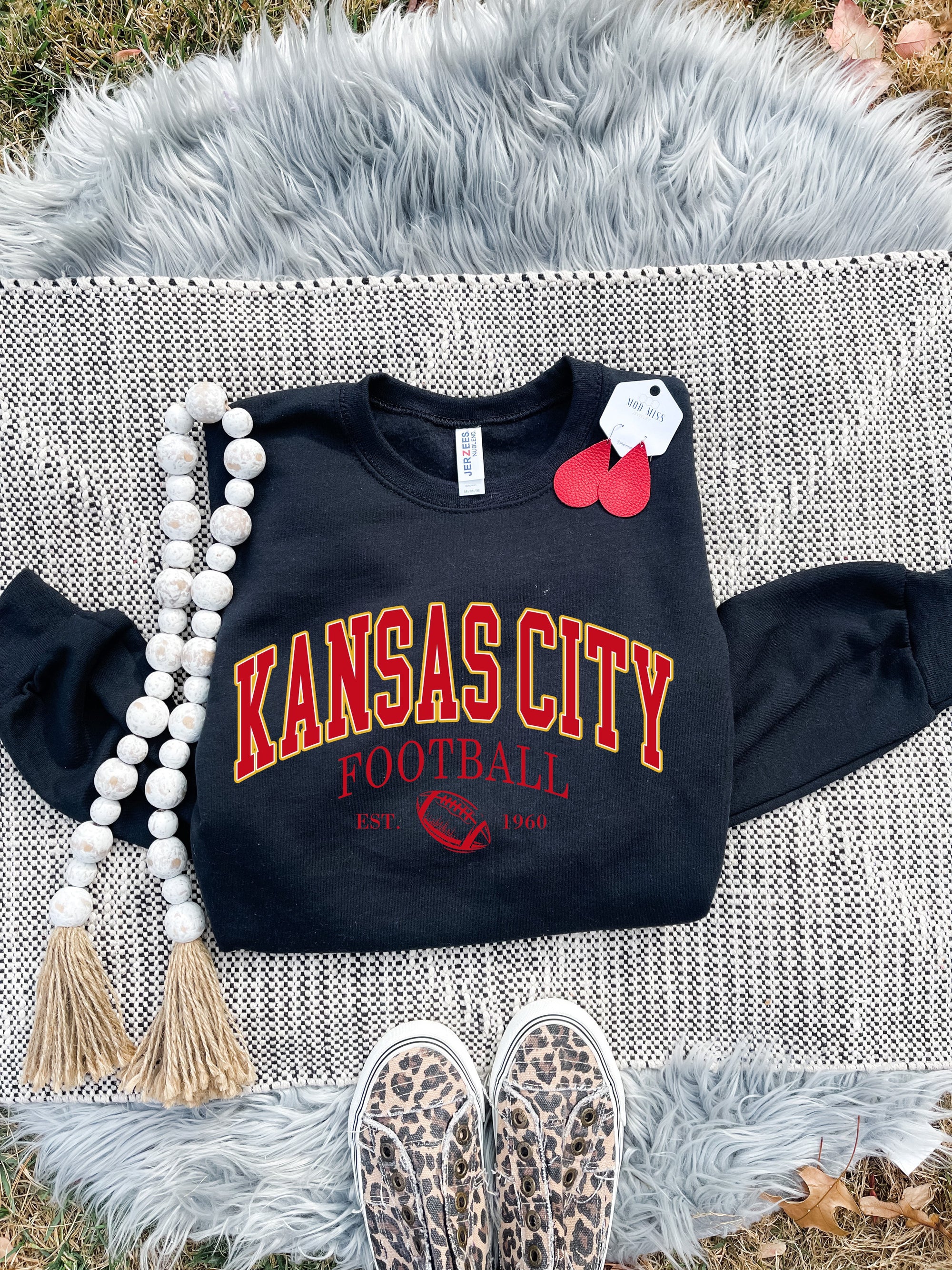 **HALFTIME DEAL** Arched Kansas City Football Black Sweatshirt