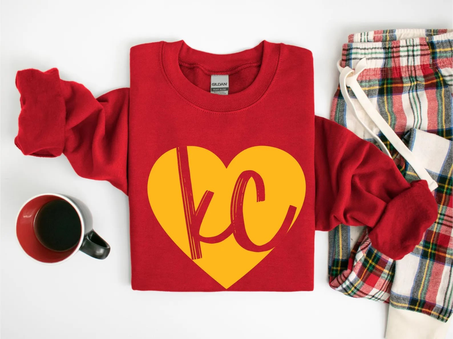 **HALFTIME DEAL** Painted KC Script Heart Red Sweatshirt