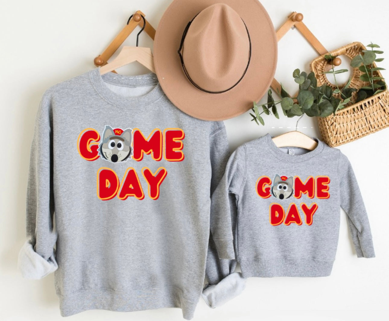 **HALFTIME DEAL** Wolf Red Game Day Sports Grey Sweatshirt