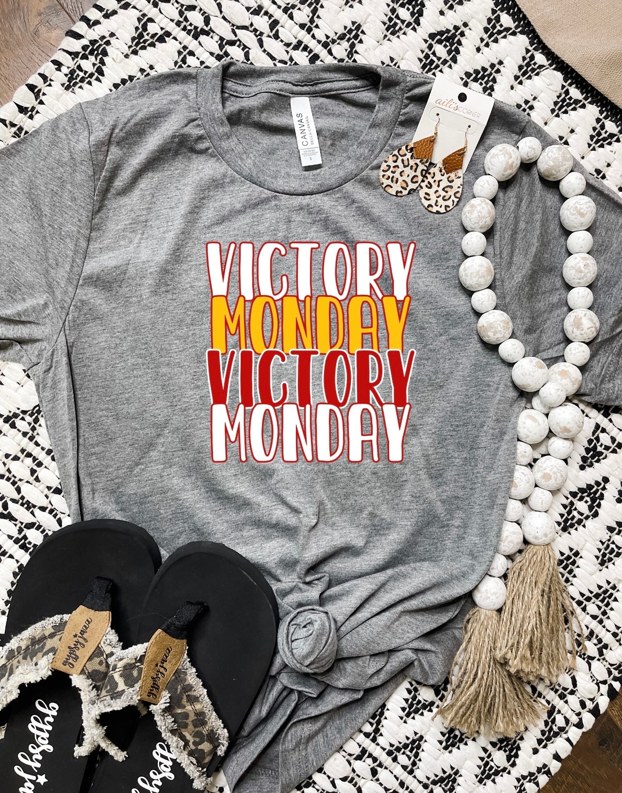 Victory Monday Repeat Charcoal Tee