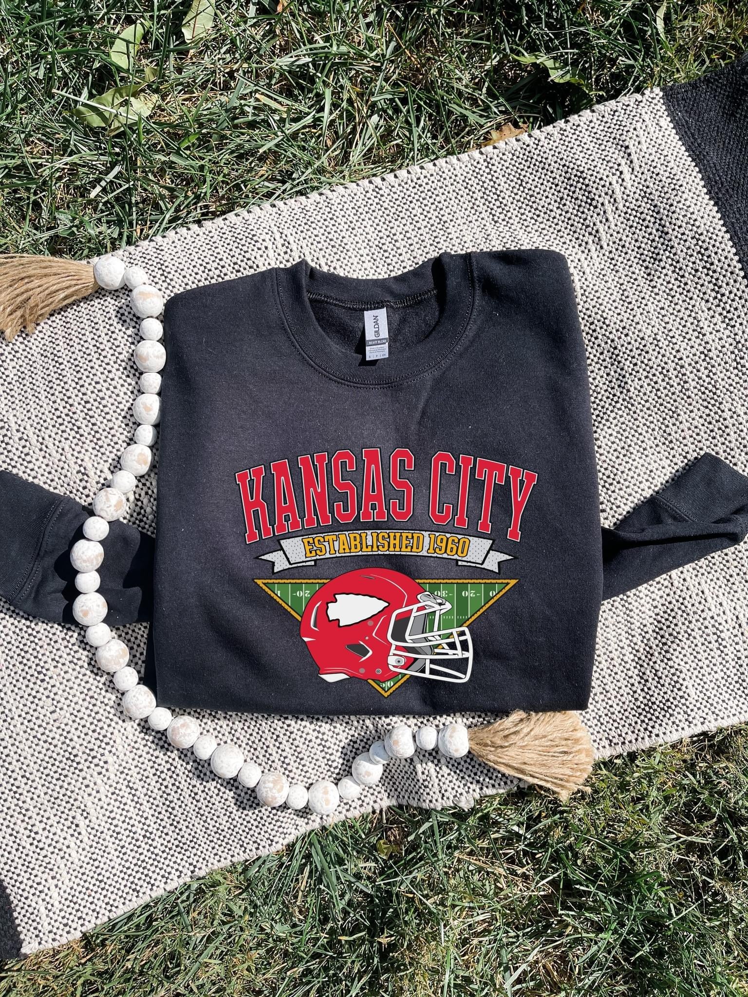 Kansas City Est. 1960 Red Helmet Black Sweatshirt