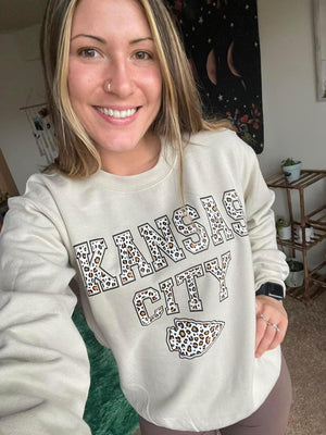 Kansas City Brown Leopard Arrowhead Sand Tee/Sweatshirt