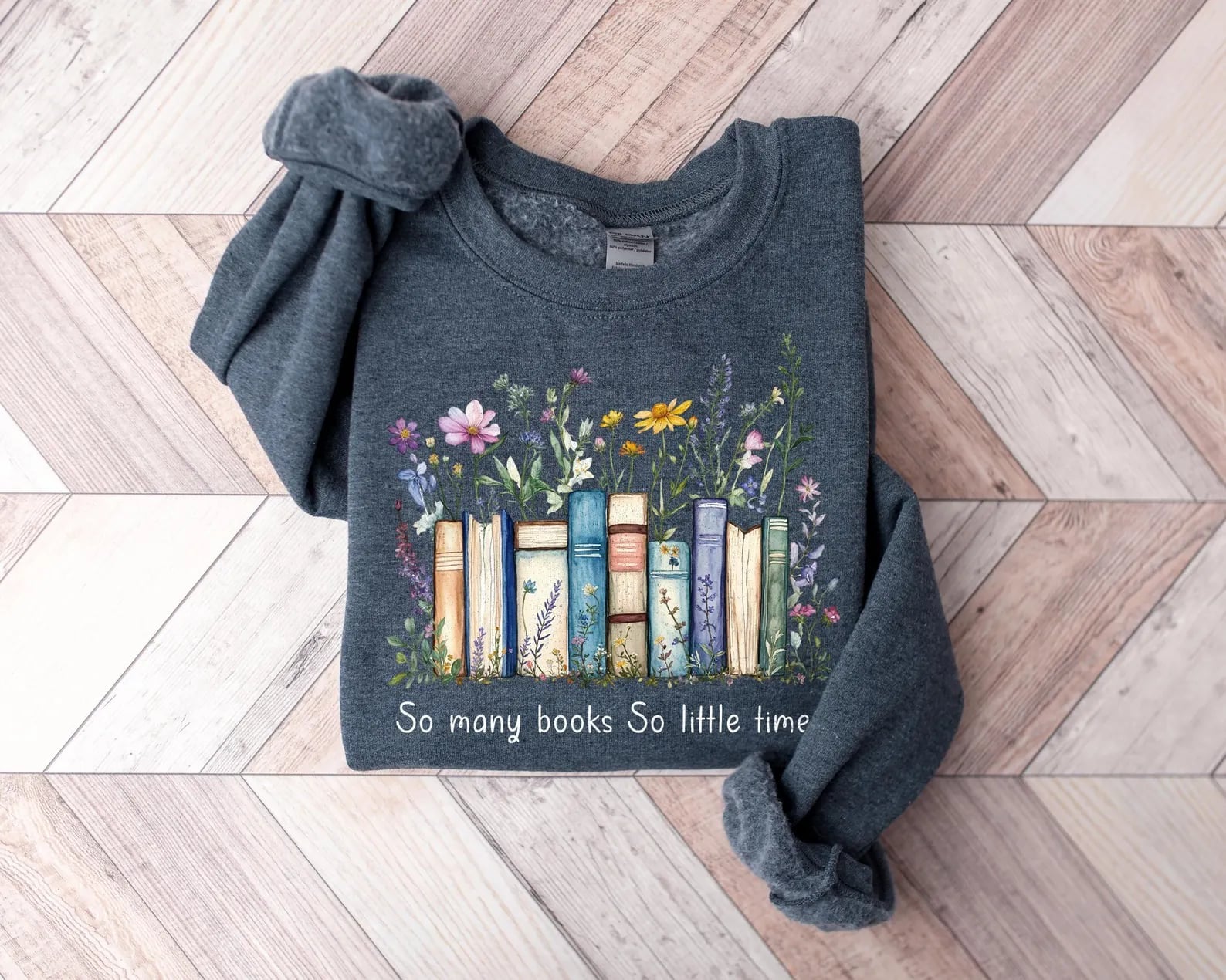 So Many Books So Little Time Heather Navy Sweatshirt