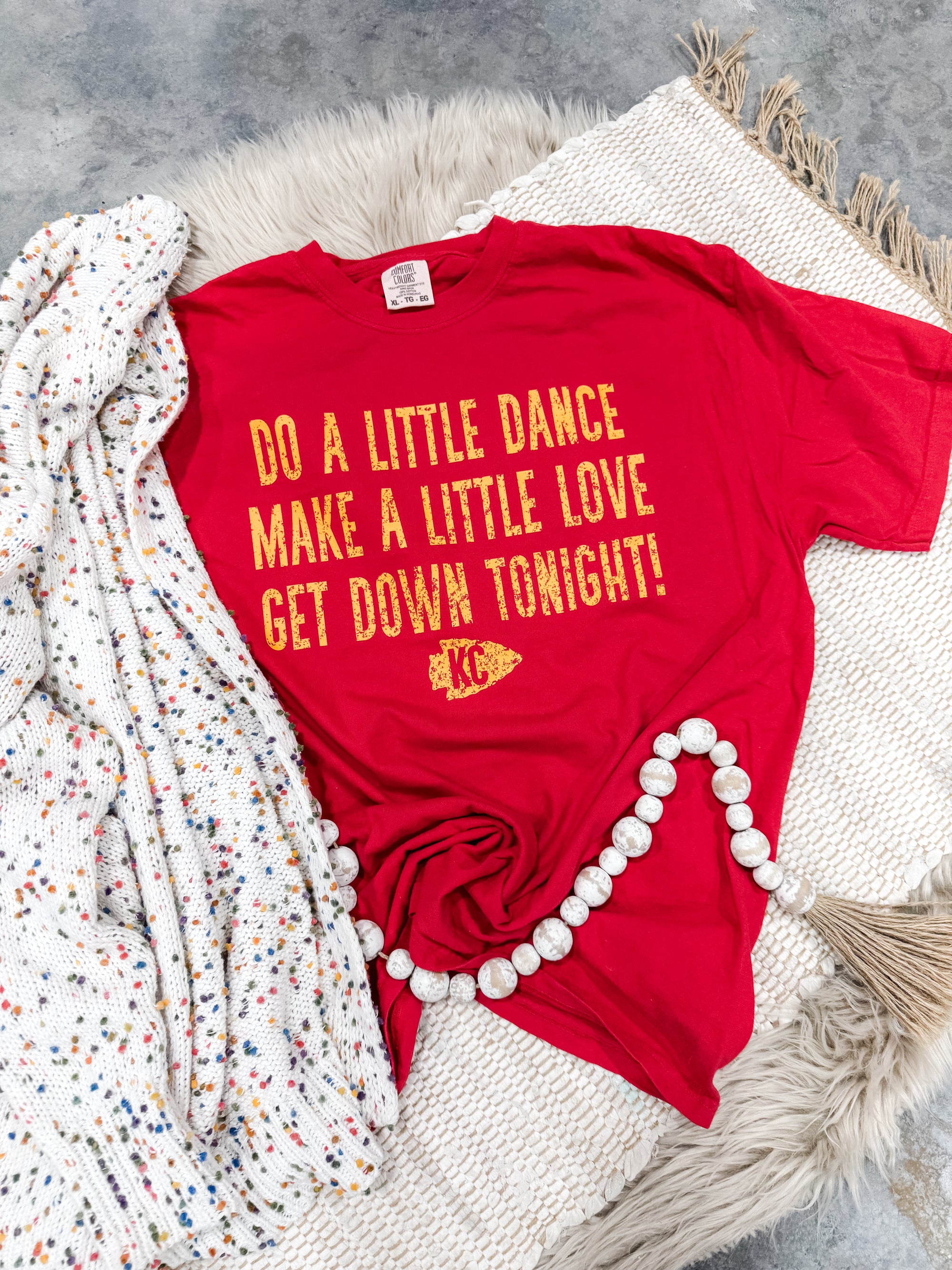 **READY TO SHIP** Gold Do A Little Dance Red Tee